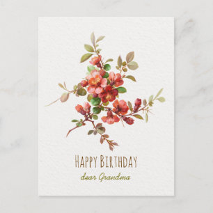 Carte Postale Fleurs d'aquarelle rouge Joyeux anniversaire cher 