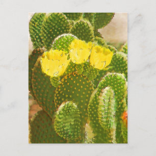 CARTE POSTALE FLEURS DE CACTUS JAUNES