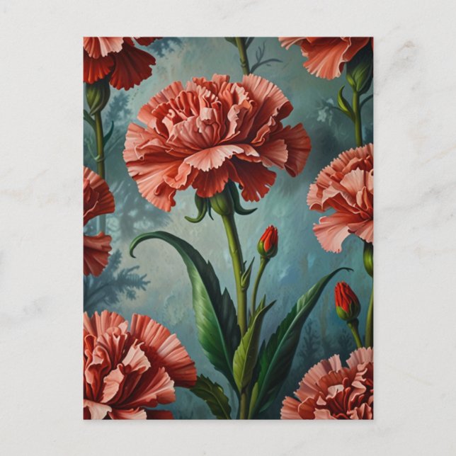 Carte Postale Fleurs de carnation (Devant)