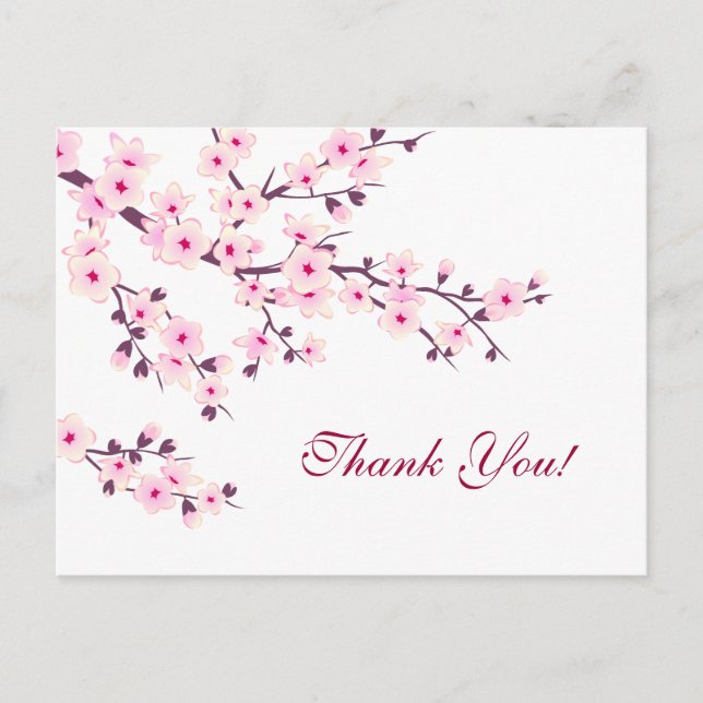 Carte Postale Fleurs de Cerisier Merci Floral (Devant)