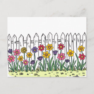 Carte Postale Fleurs de changement d'adresse Style d'art doodle