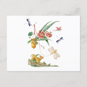 Carte Postale Fleurs de chiens et libellules
