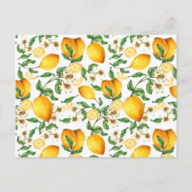 Carte Postale Fleurs de citrons et de citrons jaunes Belles (Devant)