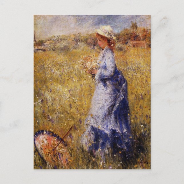 Carte Postale Fleurs de collecte de filles par Renoir (Devant)