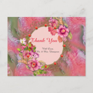 Carte Postale Fleurs de corail, d'herbe et de rose pivoine