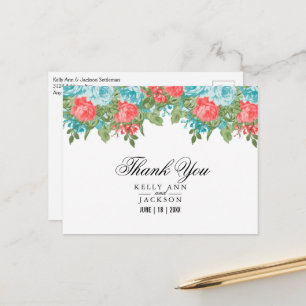 Carte Postale Fleurs de corail et de sarcelle