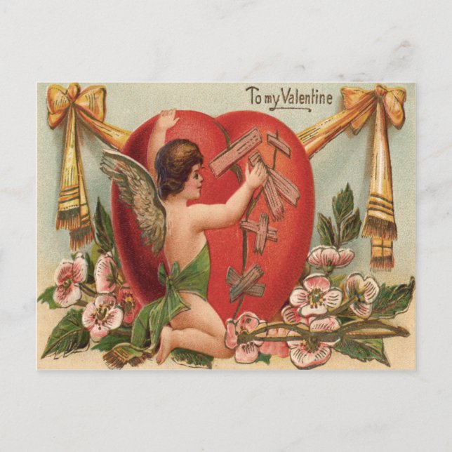 Carte Postale Fleurs de Correspondance Coeur Croupies Cupidantes (Devant)