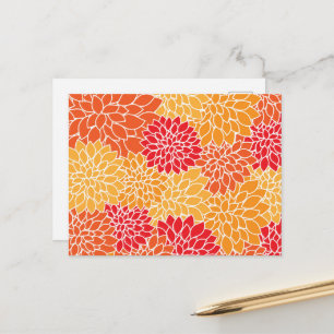Carte Postale Fleurs de dahlia, motif de fleurs, dahlia orange