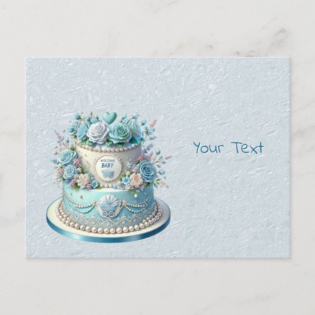 Carte postale Fleurs de gâteaux bleus (Devant)
