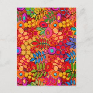 Carte Postale Fleurs de jardin ensoleillé - Rouge Jaune Orange