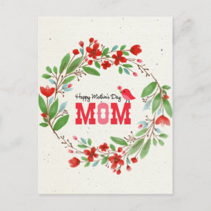 Carte Postale Fleurs de la Fête des Mères Blessing mignonne Bibl