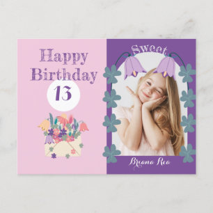 Carte Postale Fleurs de Lavande en Cloche Texte de Photo d'Anniv