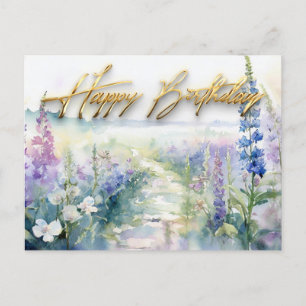Carte Postale Fleurs de lavande sauvage Joyeux anniversaire