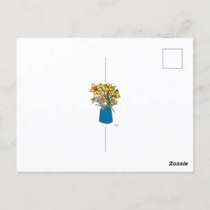 Carte Postale Fleurs de ligne continue florissante dans le vase