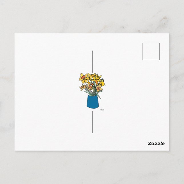 Carte Postale Fleurs de ligne continue florissante dans le vase (Dos)