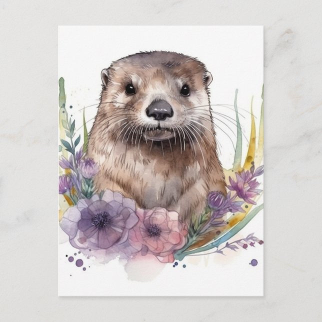 Carte Postale Fleurs de loutre et de violet (Devant)