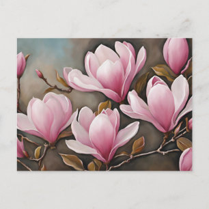 Carte Postale Fleurs de Magnolia Rose en floraison