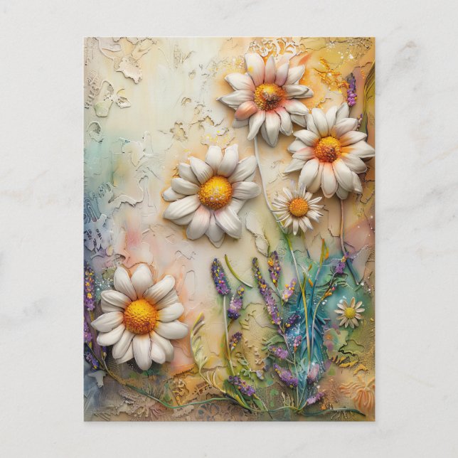 Carte Postale Fleurs de marguerite Joli Fleur sauvage Floral Nat (Devant)