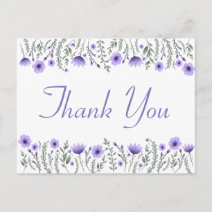 Carte Postale Fleurs de Merci violet Floral Fête de mariage