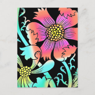 Carte Postale Fleurs de néon