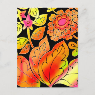 Carte Postale Fleurs de néon