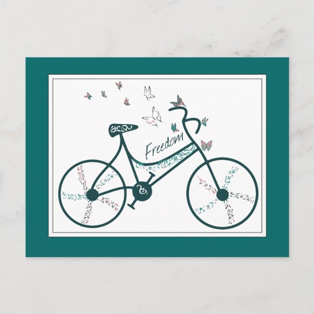 Carte Postale Fleurs de papillons délicates et fans de vélos de  (Devant)