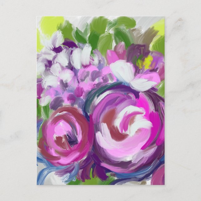 Carte Postale Fleurs de peinture à l'huile (Devant)