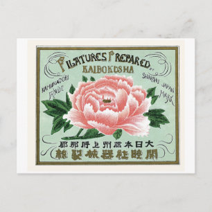 Carte Postale Fleurs de pivoine Vintage japonais Étiquette de so