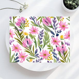 Carte Postale Fleurs de printemps   Aquarelle florale pastel jol
