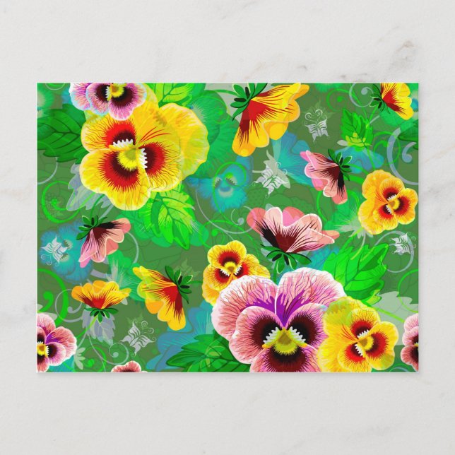 Carte Postale Fleurs de printemps colorées Design (Devant)