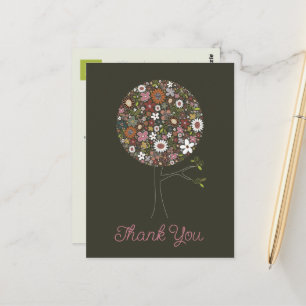 Carte Postale Fleurs de printemps colorées Pop Tree Girly Merci