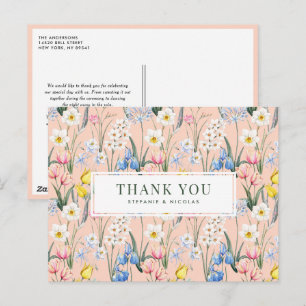 Carte Postale Fleurs de printemps Merci Mariage botanique
