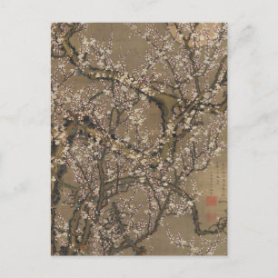 Carte Postale Fleurs de prunes blanches et lune par Ito Jakuchu