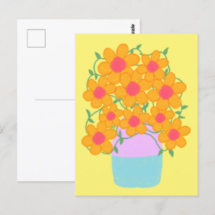 Carte Postale Fleurs De Ressort Orange Et Rose