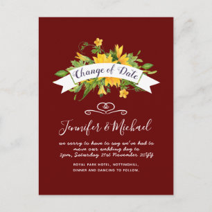 Carte Postale Fleurs de soleil Changement de date Plans de repor