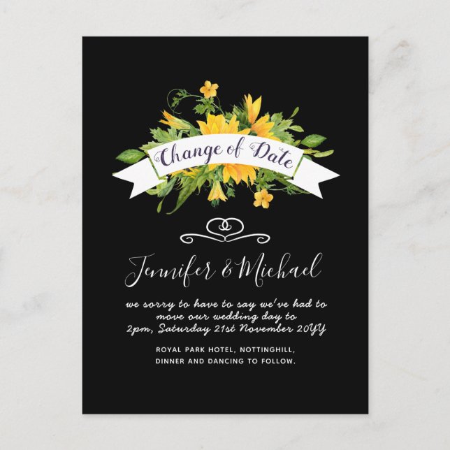 Carte Postale Fleurs de soleil Changement de date Plans de repor (Devant)
