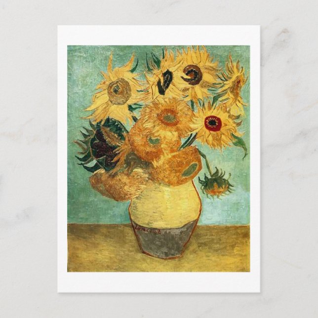 Carte Postale Fleurs de soleil dans un vase (F455) Van Gogh Art (Devant)