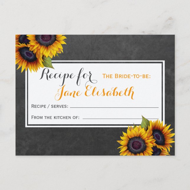 Carte Postale Fleurs de soleil jaune mariée chic pour être la ca (Devant)