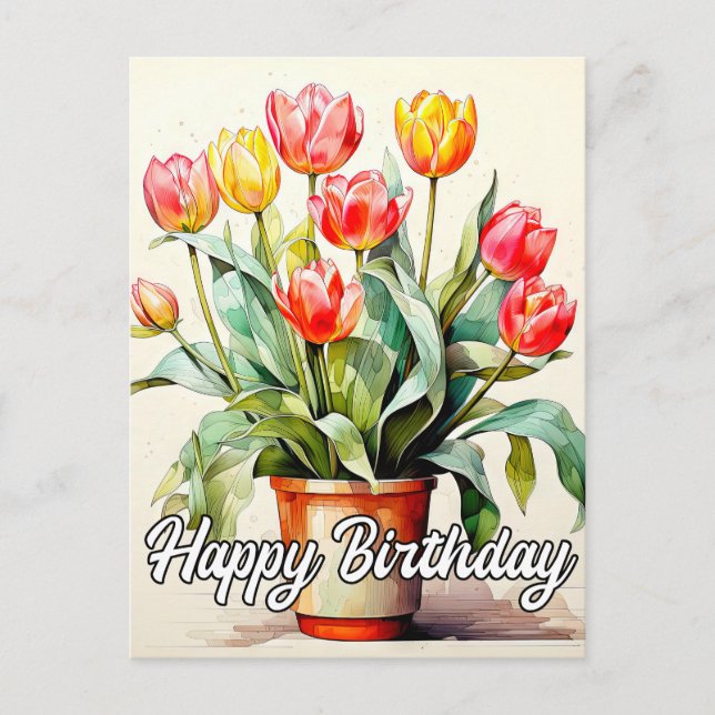 Carte Postale Fleurs de tulipes fraîchement cueillies (Devant)