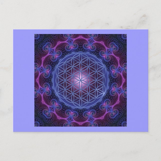 Carte Postale FLEURS DE VIE/Blume des Lebens Mandala II Carré (Devant)