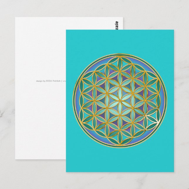 Carte Postale FLEURS DE VIE - Géométrie Sacrée Design 1 (Devant / Derrière)