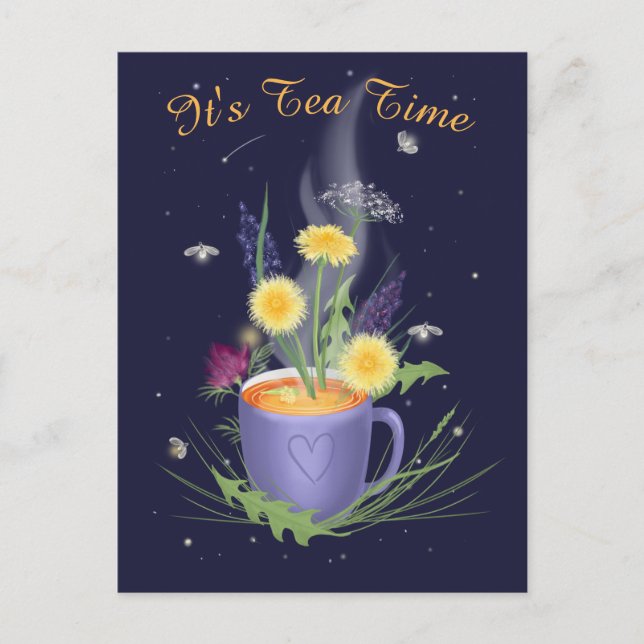 Carte postale Fleurs d'été de l'heure du thé (Devant)