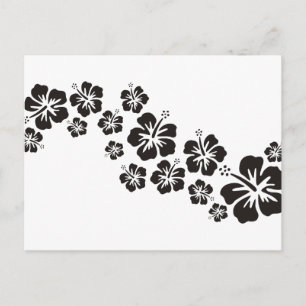Carte Postale fleurs d'hibiscus en noir