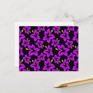 Carte Postale Fleurs d'Hibiscus Hawaïen Violet Tropical