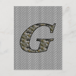 Carte Postale Fleurs d'hortensia à initiale de monogramme G