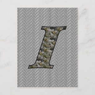 Carte Postale Fleurs d'hortensia à initiale de monogramme I