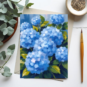 Carte Postale Fleurs d'hortensia bleues Floral Aquarelle