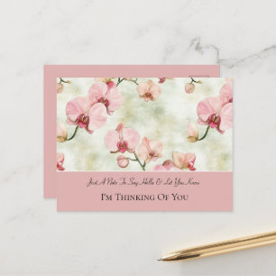 Carte Postale Fleurs d'orchidée rose en pensant à vous