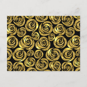 Carte Postale Fleurs dorées sur fond noir