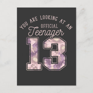 Carte Postale Fleurs du 13e anniversaire Officielles Adolescente